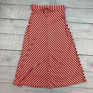 Joules Long Skirt sz 4 Small Red White Striped A-line 32.5" Length